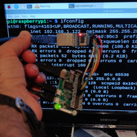 ENC28J60 ethernet board for Raspberry Pi Zero shown working