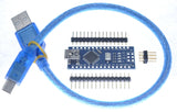 Arduino nano clone ATMEGA328p kit with mini-USB to USBA cable